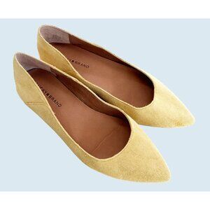 LUCKY BRAND Bethysa Pointed Toe Suede Yellow Ballet Flat Sz